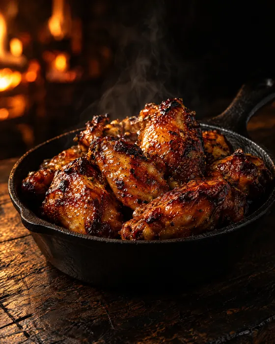 Chicken wings in a cast iron skillet